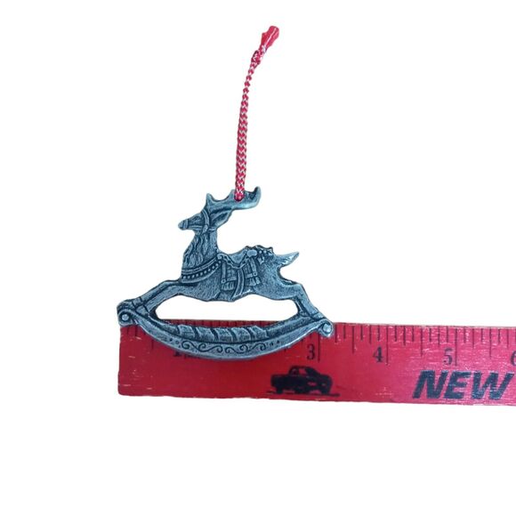 Vintage Pewter Rocking Horse Reindeer Ornament Rare Christmas Tree Decor Gift - Picture 7 of 13